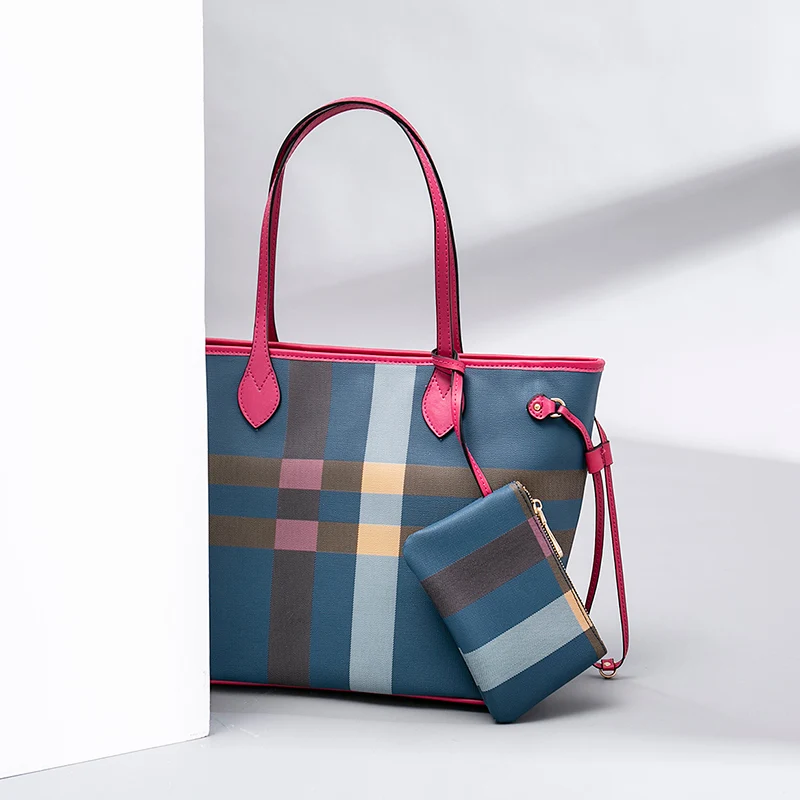 

Women Leather Handbags 2019 Brand Luxury Designer Plaid Ladies Tote Bags Large Capacity Shoulder Bag Sac A Main Femme