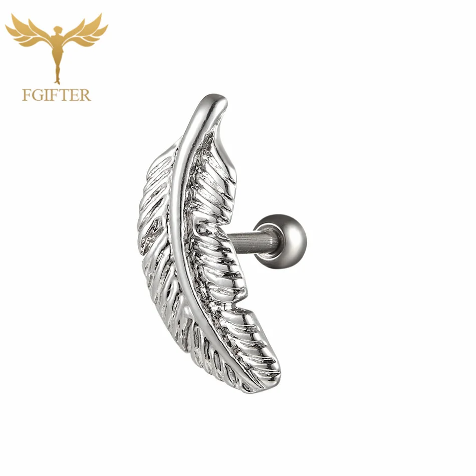 G23titan New Fashion Rose Gold Color Angel Feather Cartilage Earrings Ear Tragus Helix Piercing For Women Men Body Jewelry