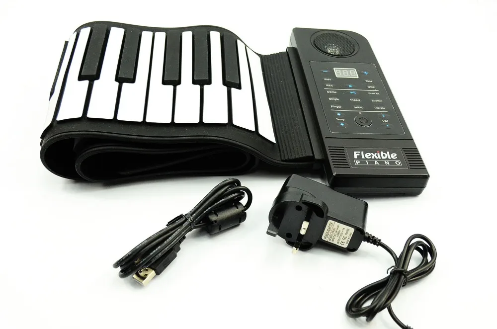 61 Keys USB Rubberized Flexible Roll up Electronic Piano Keyboard With UK Plugin Electronic