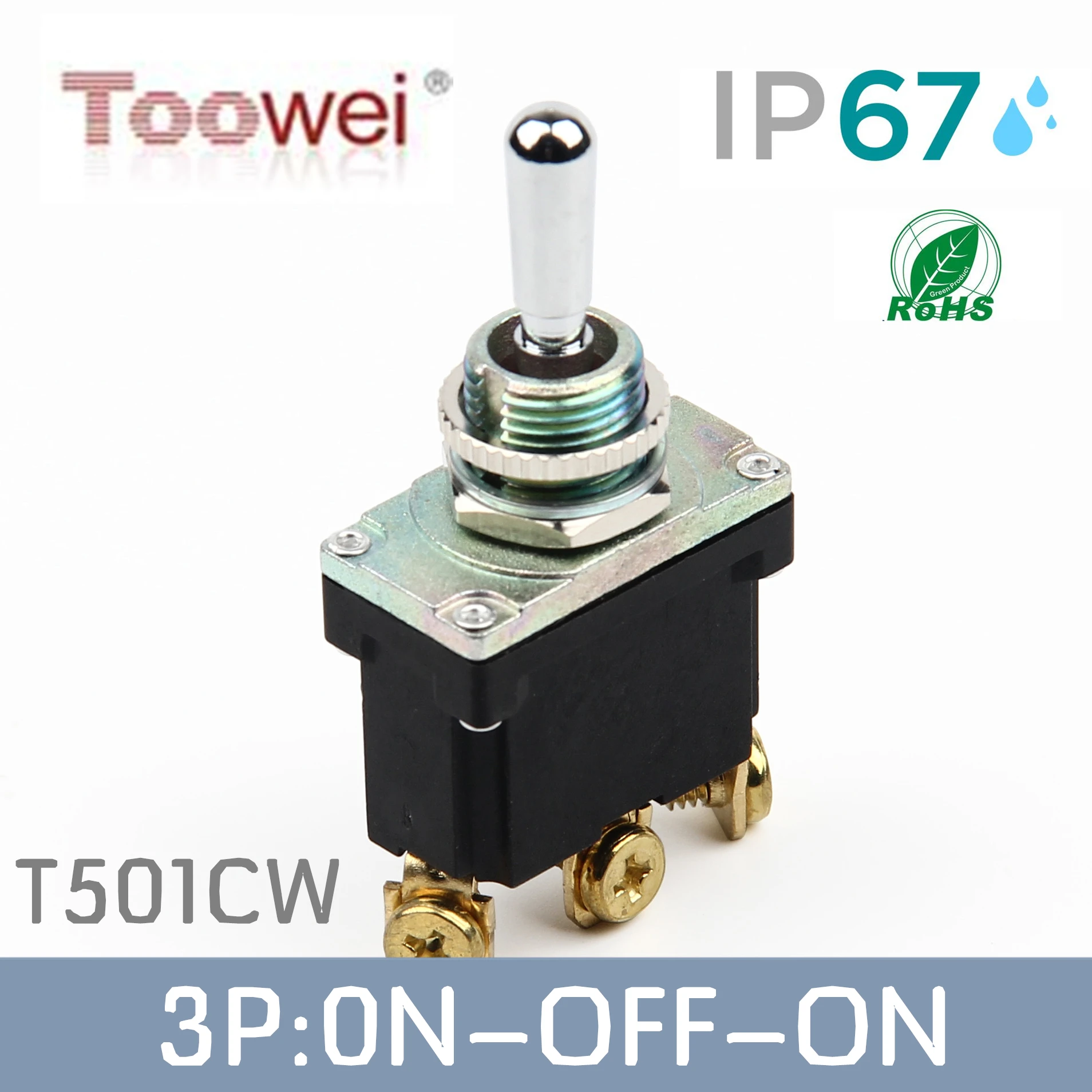 Toowei серии T500 водонепроницаемый тумблер IP67/наружный выключатель/T501CW 3 контакта ВКЛ-ВЫКЛ-ВКЛ переключатель 15A 250 В