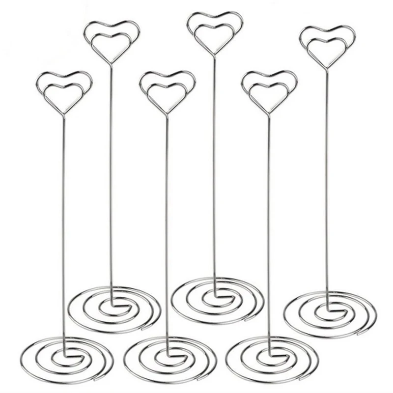 

20pcs Romantic Heart Shape Table Numbers Holder Wood Place Card Holder Party Shop Table Name Card Holder Memo Note Card Stand