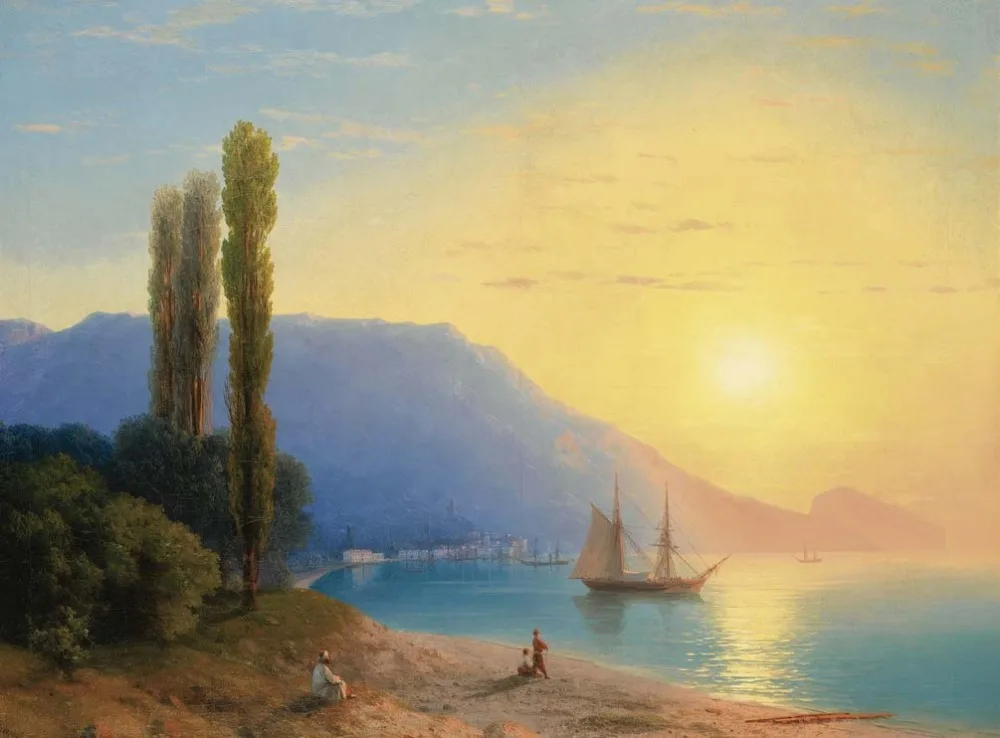 

wholesale painting # TOP art - Decor Arts Sunset Harbor by Ivan Konstantinovich Aivazovsky oil painting ON CANVAS # 36"