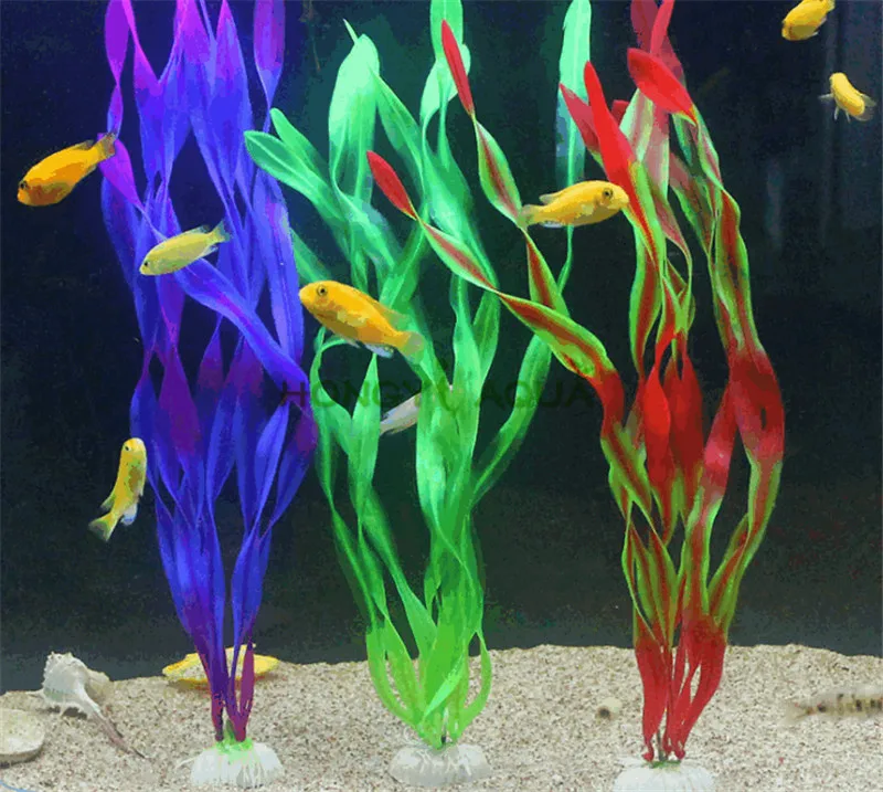 

3 pieces tricolor/lot Simulation strip water grass kelp Fake fish grass Aquarium ornament Fish tank landscaping Good quality