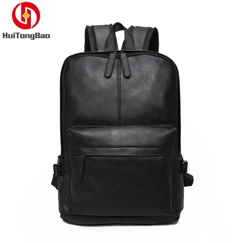 

Man PU Leather Both Shoulders Concise Large Capacity Travel Laptop Backpack Men Student Mochila School Bags Back Pack Bookbag