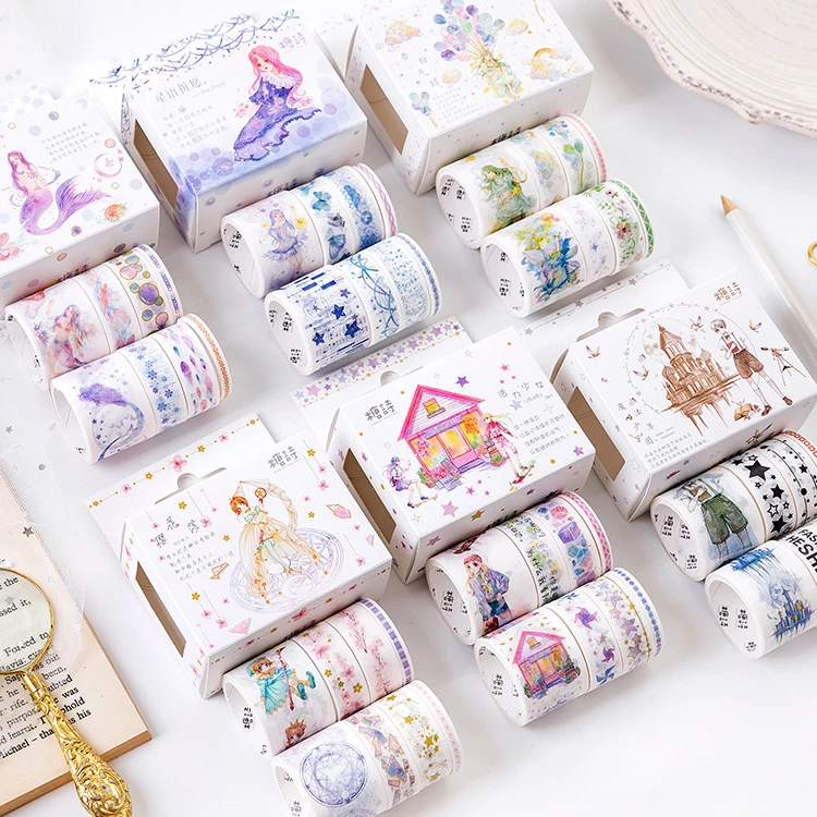 

8PCS/Pack Kawaii Cute Star Balloon Sakura Washi Tape Set Scrapbooking Masking Tape School Office Supplies Bullet Journal sl1811