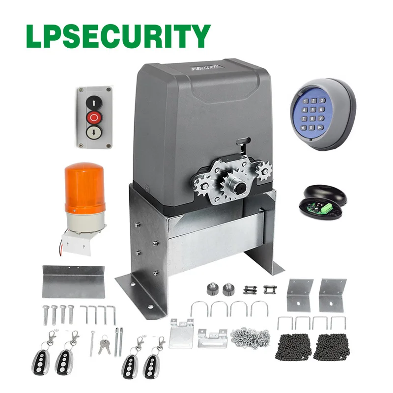 LPSECURITY Heavy Duty цепной привод Электрический для раздвижных дверей, ворот открывалка комплект для 1000 кг с дополнительные запчасти