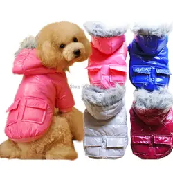 Толстовка с капюшоном утепленная одежда для собак зимние пуховые куртки Лоскутные утеплительные накидки для домашних животных S, M, L, XL, XXL