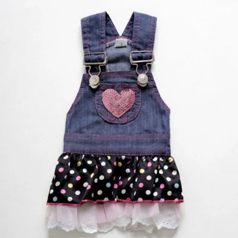 

Summer Pet Dog Dress blue fashion Chiffon denim skirt Cute Dot Puppy Clothes Apparels Size XS-XL