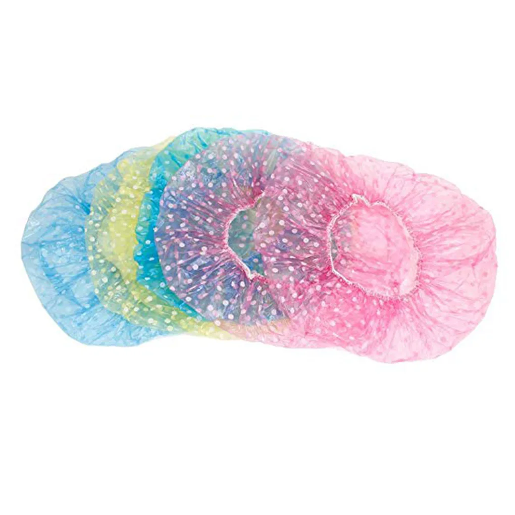

6pcs Clear Disposable Plastic Shower Caps Large Elastic Thick Bath Beanie Women Spa Bathing Accessory