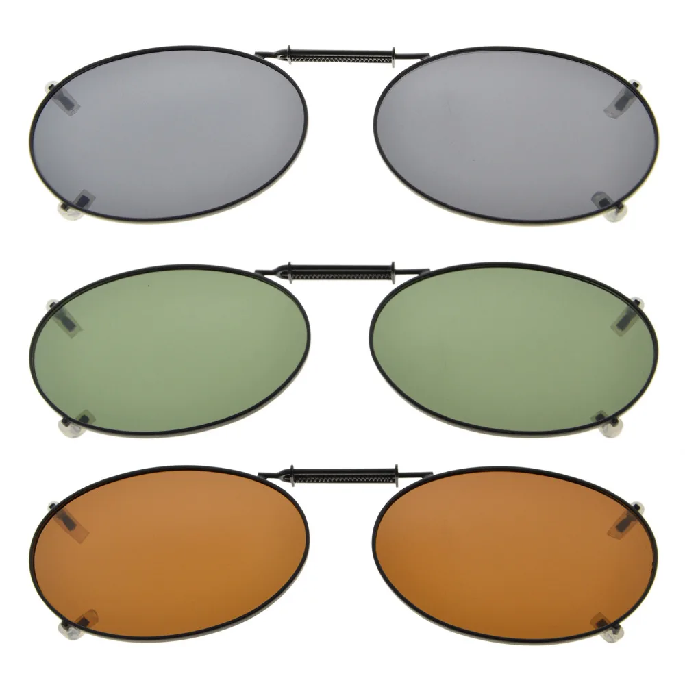 

C76 Eyekepper Grey/Brown/G15 Lens 3-pack Clip-on Polarized Sunglasses 51x33MM