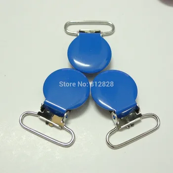 

25pcs 1'' 25mm #MD18 Royal Blue Colored Enamel Round Shaped Pacifier Clips