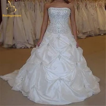 Bealegantom High Quality Cheap Sexy Wedding Dresses 2017 Appliques Taffeta Beaded Bridal Gowns Robe De Mariage Stock 2-16 QA1003