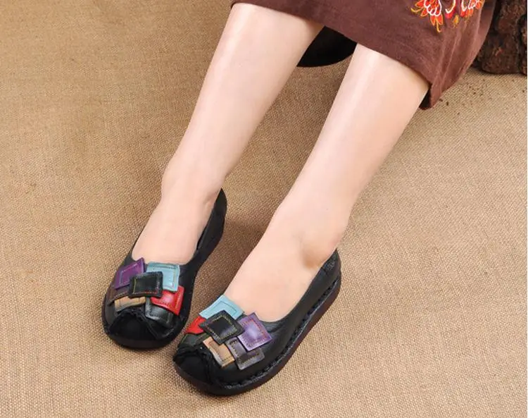 2018 Fashion Women Shoes Genuine Leather Loafers Women Mixed Colors Casual shoes Handmade Soft Comfortable Shoes Women Flats NEW (16)