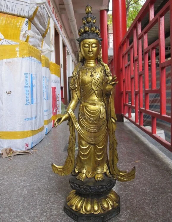 

bi003480 32"Tibet Religion Bronze gild Gilt 11 Face Kwan yin Bodhisattva Nepal Statue