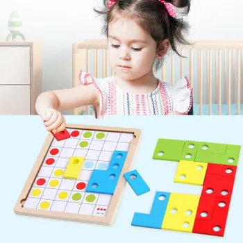 

Wooden Russian box baby early educational toys colorful game building puzzles desktop casual toys Russian Tetris Puzzle toys