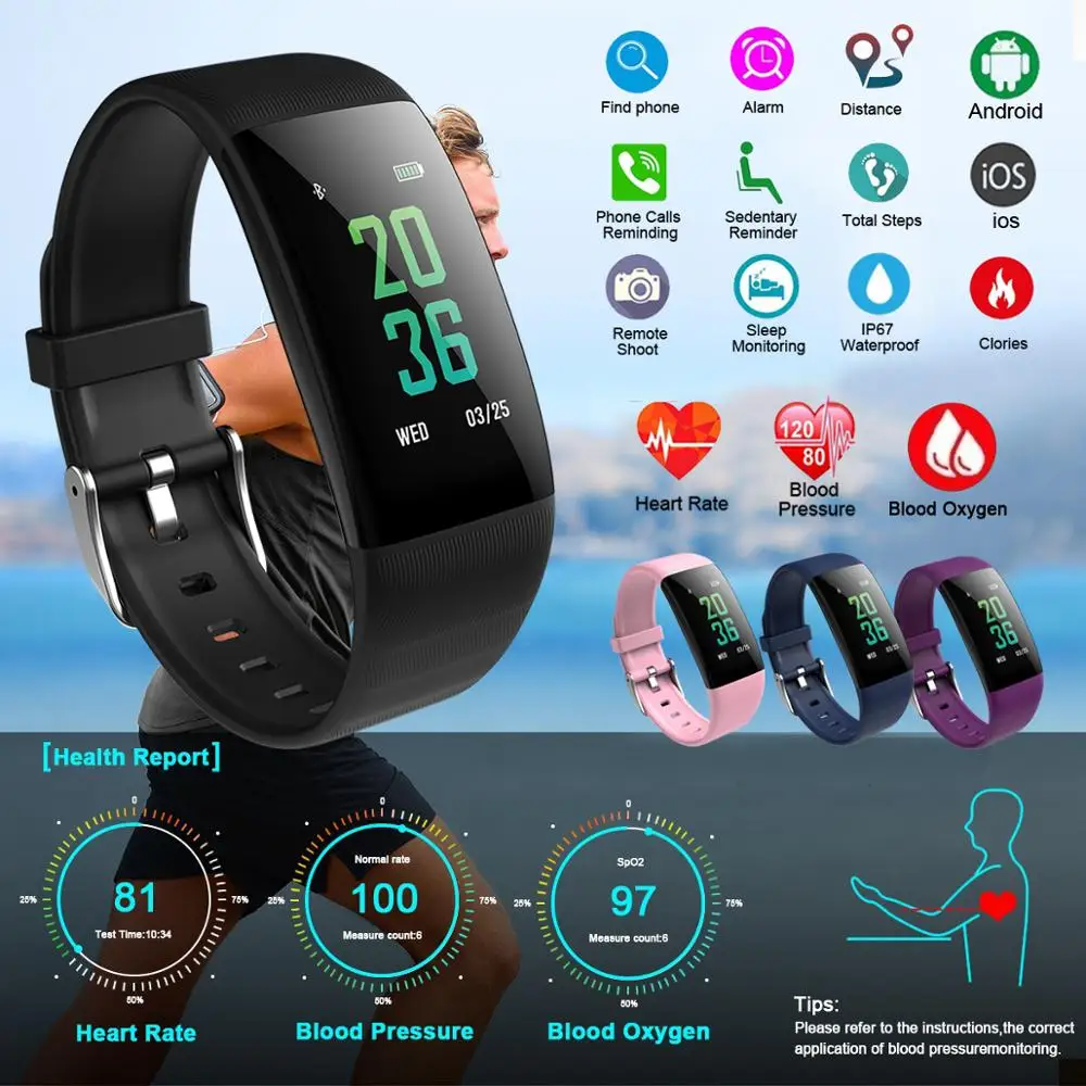 D21 Smart Watch IP68 Waterproof Blood Pressure Heart Rate Monitor Sport Smart Band Fitness Tracker Smart Bracelet for android