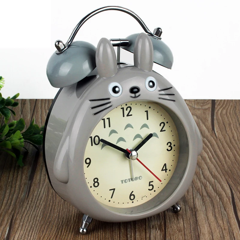  Cute Home Decor TOTORO Quartz Table Clock Bed Room Clock Alarm Clock Snooze Pokemon LED Light Mute 