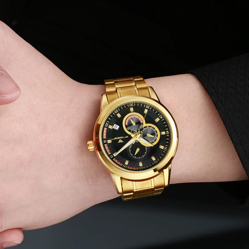 Men's Hollow Mechanical Watch Business Waterproof Calendar Gold Watch Waterproof Pointer Couple Watches ZF9772