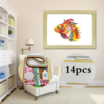 

16 colorful Quilling Paper Craft Kits 14Pcs Tool set Rolling Strips DIY Collection Home Decoration Colored fish