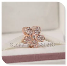 Oro de Rose Plateado Deslumbrante Margarita Beads Fit Pandora Charms Pulseras Originales 925-Sterling-Silver CZ Floral Para La Fabricación de Joyas DIY