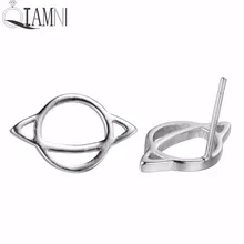 QIAMNI 925 пробы серебро Сатурн круглые серьги для Для женщин Штаны для девочек с рождественским изображением украшения подарок Прямая