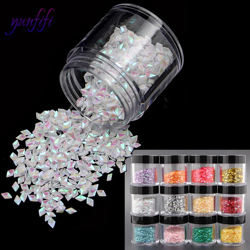 

12 color 10 gram three-dimensional Rhinestones nail decoration set bottled nail sequins