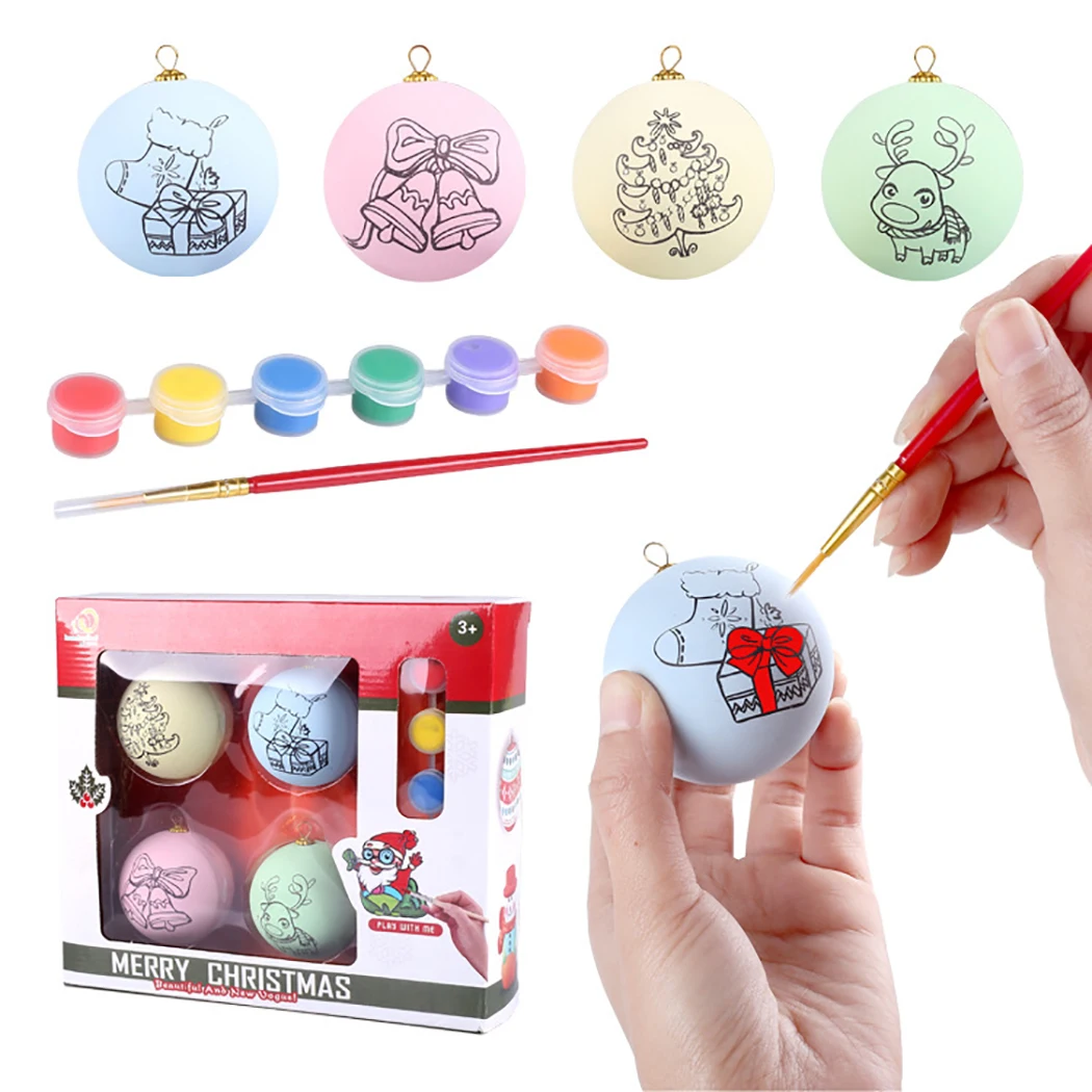 

4PCS Easter Egg DIY Painting Easter Toy Egg Mini Easter Egg With Paint Pen And Pigment For Christmas
