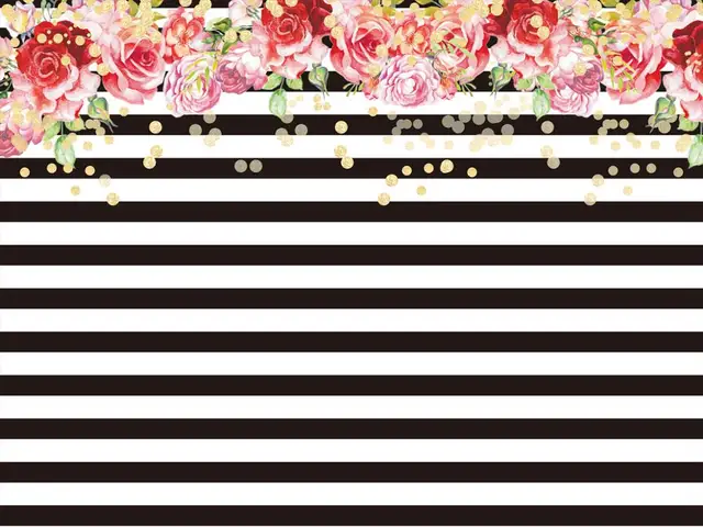kidniu flowers background studio props black white stripes vinyl