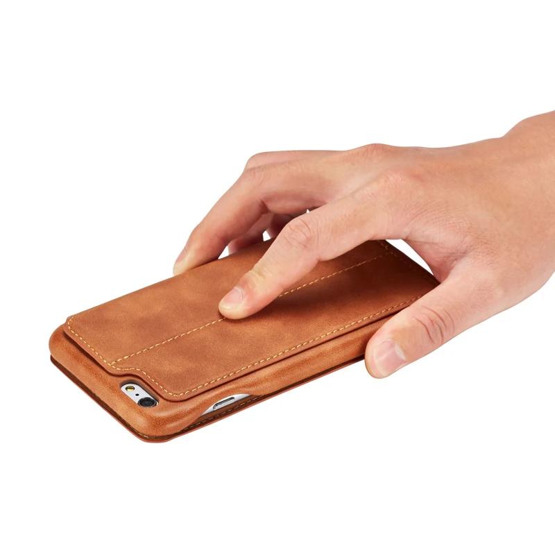 Funda para iPhone 6 6 s Funda de cuero de libro de lujo funda abatible para iPhone 6 s Plus funda de teléfono con tarjetero funda Capa