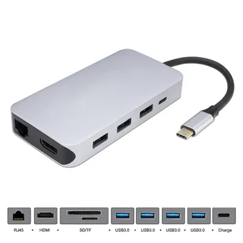 

Xiwai Thunderbolt 3 Dock USB-C HDMI Ethernet 4 Ports HUB TF SD Charger Card Reader Multiport Adapter