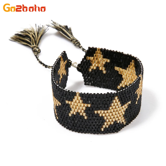 Go2boho estrellas de oro MIYUKI semilla cuentas brazalete