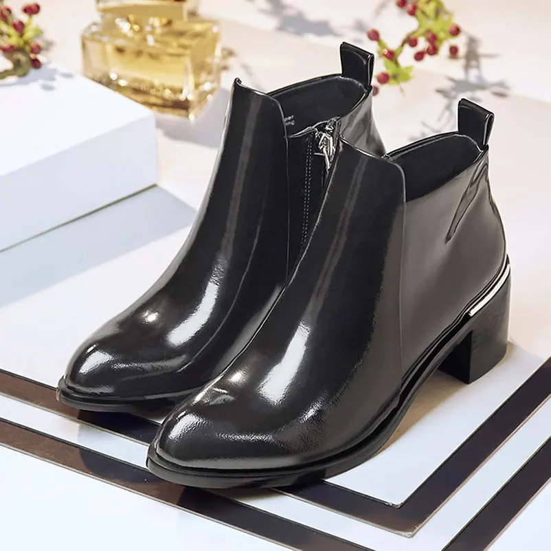 Ankle Boots Pointed Toe Women Shoes Spring Autumn Winter Women Boots Genuine Leather European Footwear Quality Shoes Woman