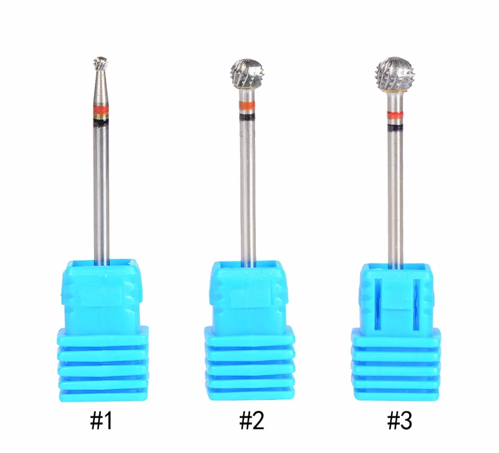 Spetool 3 Sizes Ball Shape Tungsten Carbide Nail Drill Bit Pro Nail Art