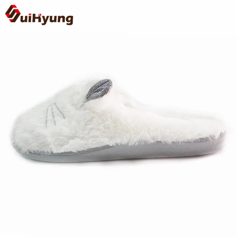 Suihyung/женские тапочки; сезон осень-зима; теплые плюшевые домашние тапочки; нескользящая домашняя обувь; женские шлепанцы для спальни; меховая обувь