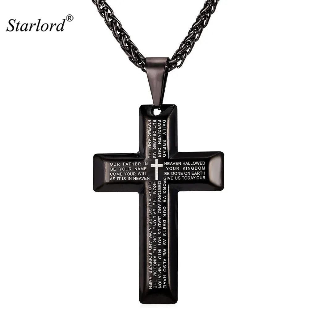

Starlord Bible Cross Necklace Vintage Pendant Religious Holy Men Stainless Steel/Gold Color Christian Jewelry Men/Women GP2193