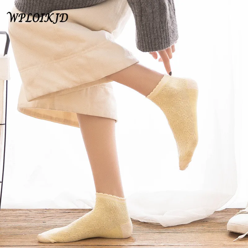[WPLOIKJD] Весна-лето новый продукт яркие цвета ультратонкие короткие носки чистый цвет сетчатые носки эластичные антистатические удобные