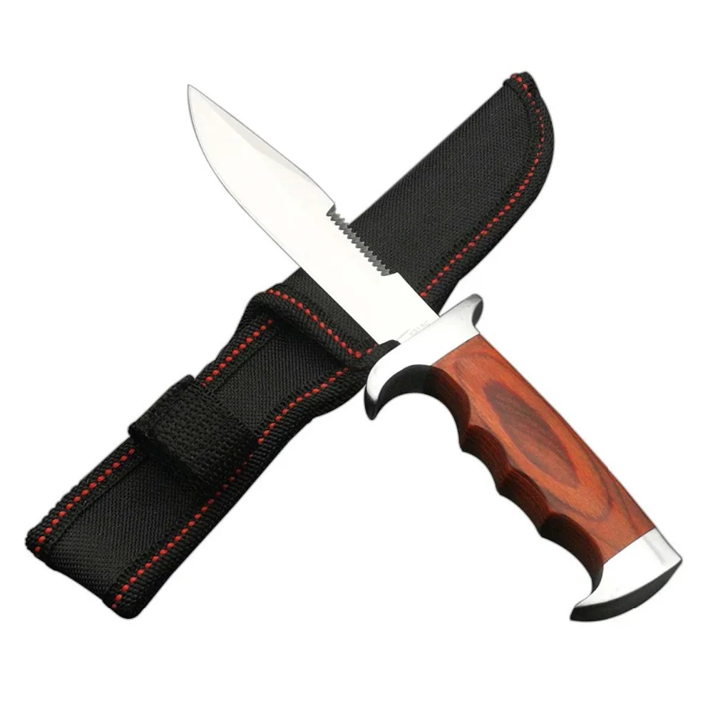 DuoClang нож с фиксированным лезвием 5Cr13 стальной Палисандр Ручка Портативный Кемпинг небольшой прямой нож инструмент и нейлоновый нож сумка