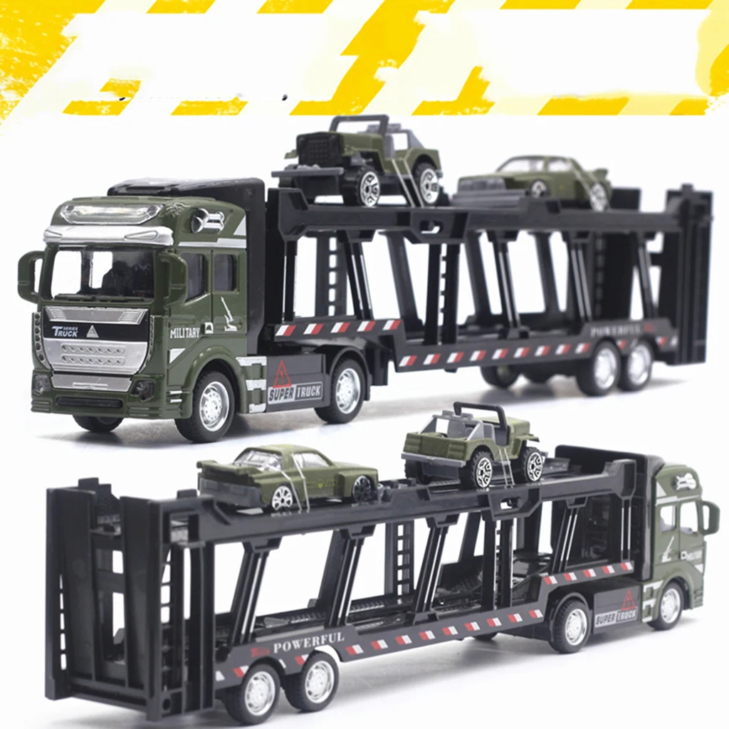 Mini Alloy Carrier Truck Toy Friction Powered Transport Car for Kids Toddler (Inclueds 2 Cars)