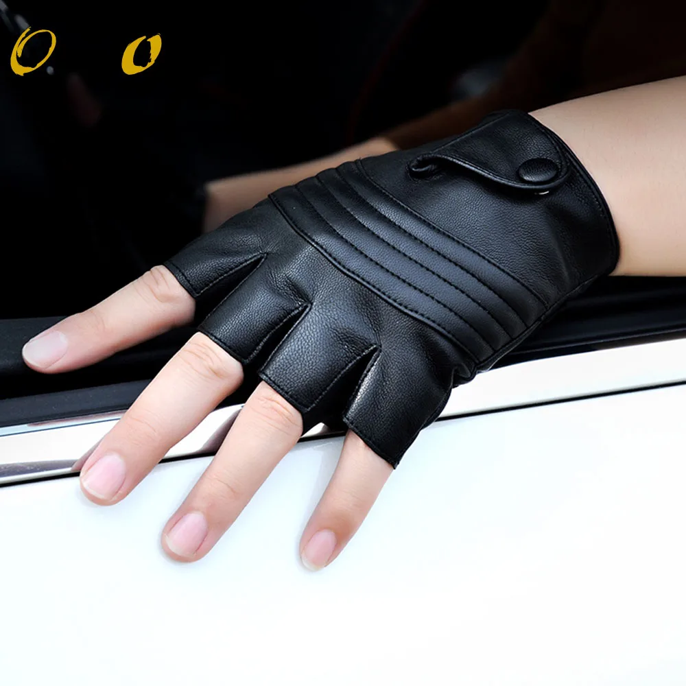 

2019 New Style Mens Leather Driving Gloves Fitness Gloves Half Finger Tactical Gloves Black Guantes Luva