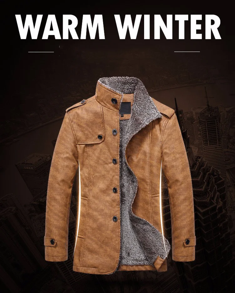 HCXY Для мужчин зимние куртки Для мужчин мотоциклетные сапоги из искусственной кожи меха теплая куртка мужской коммерческий Повседневное пальто плюс бархат ветрозащитный 4XL