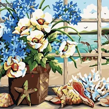 Выполненные стены картину живописи по номерам Лен Картина Home Decor Краска по количеству цветы 40*50 см guihai