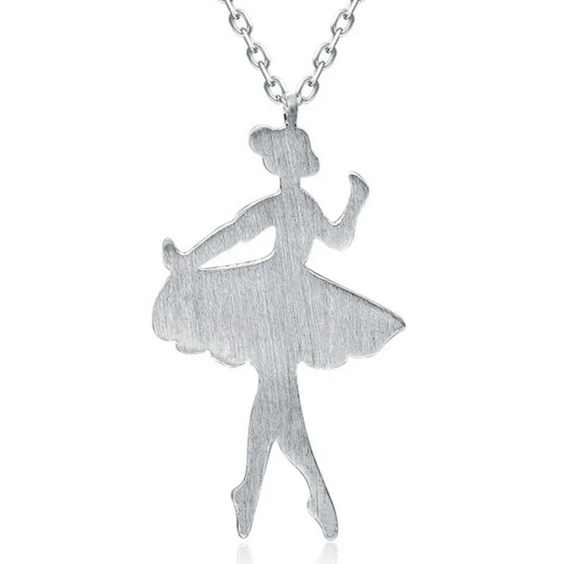 

Lady Female Best Gift 925 Sterling Silver Ballerina Figure Shape Pendant Necklace Collar Charming Jewelry Free Shipping