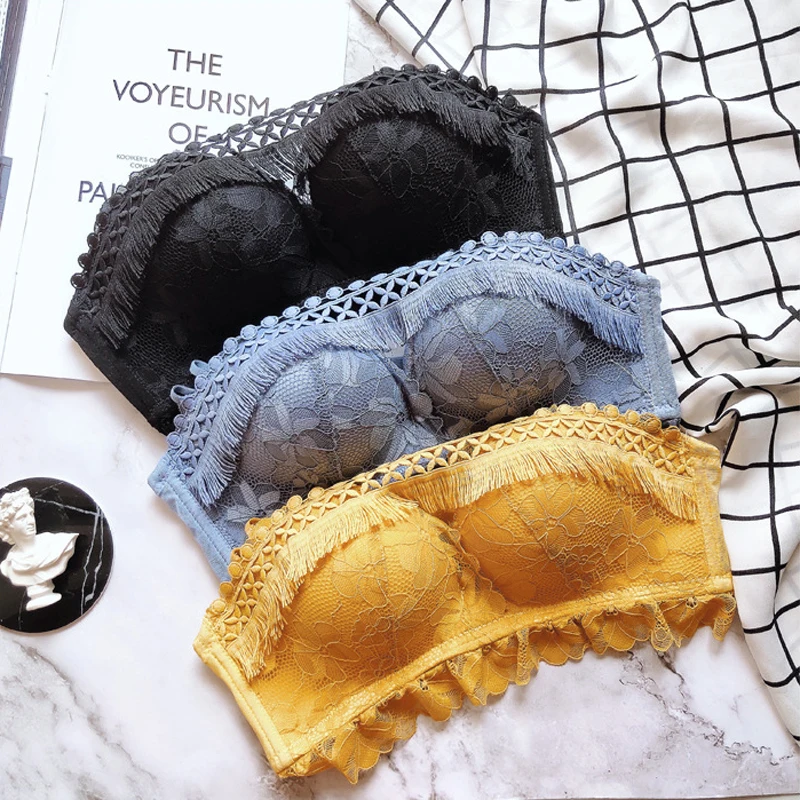 

Roseheart Sexy Women Fashion Black Blue Lace Padded Bras Push Up Wireless Bras Bralette Cup A B Underwear Female Invisible Bras