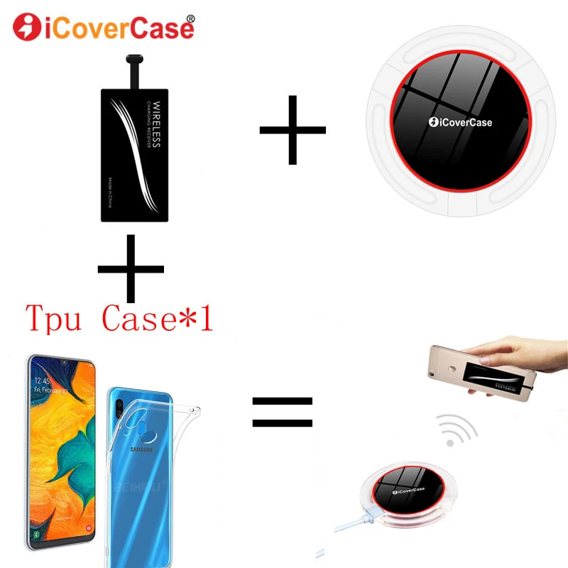Qi Беспроводное зарядное устройство, внешний аккумулятор для samsung Galaxy A 30 50 A20 E A40 A60 A70 A80, чехол, накладка, зарядка, беспроводной зарядный приемник - Тип штекера: Red