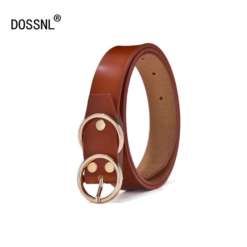 

DOSSNL Leather Belts For Women Retro Pin Buckle Belt Ladies Casual Luxury Double Buckle Women Belt Jeans Cinturon Mujer B022