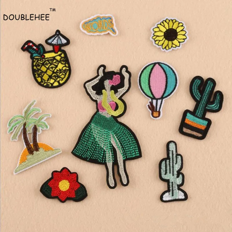

DOUBLEHEE Hawaii Hot Dance On The Beach Embroidered Iron On Patches For Clothing Patch Cloth Coat Bag Shoes DIY Accessories