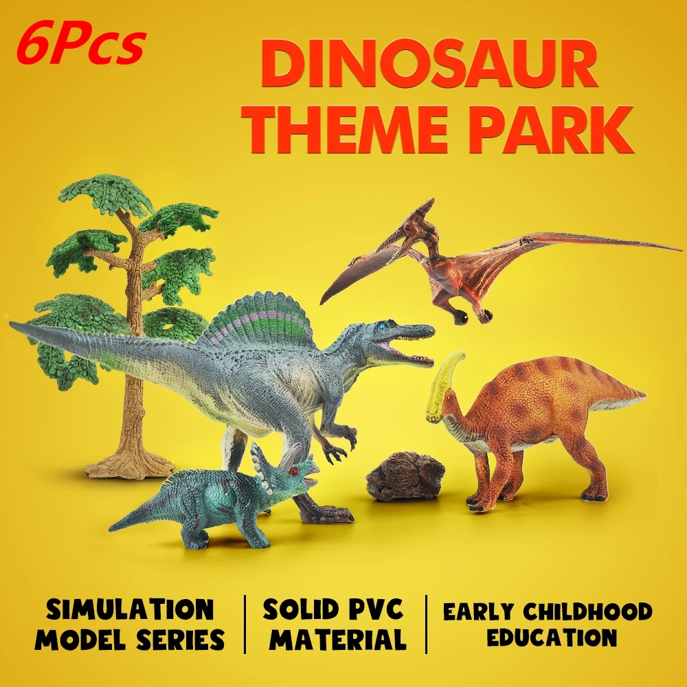 

6pcs Simulation Dinosaur Toys Model Set For Child Wild Park Animals Toy For Boys Action Figure Playing Toys For Kids Education