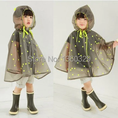 New Korean Style Burberry_ kids Raincoat Yellow Dots Poncho Women Boys Rainwear Children Rain Kids Cloak Waterproof Girl Clothes