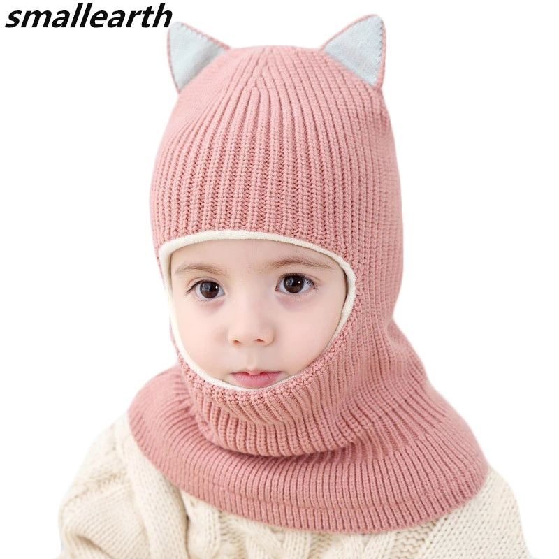 Bonnet D Hiver Chaud En Velours Avec Oreilles De Chat Mignon Oreilles De Garcons Et De Filles Chapeau Pour Bebes Chapeaux Epais En Tricot Col Et Echarpe Coupe Vent Pour Enfants