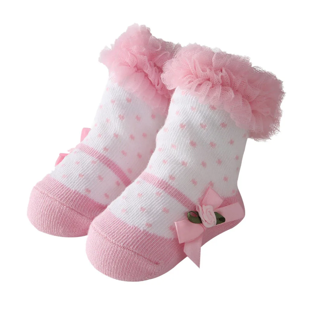 ARLONEET baby lace pink wave princess socks Lovely Baby Girls Socks